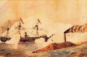 Robert W. Weir U.S.S.Richmond vs. C.S.S.Tenessee,Mobile Bay oil painting